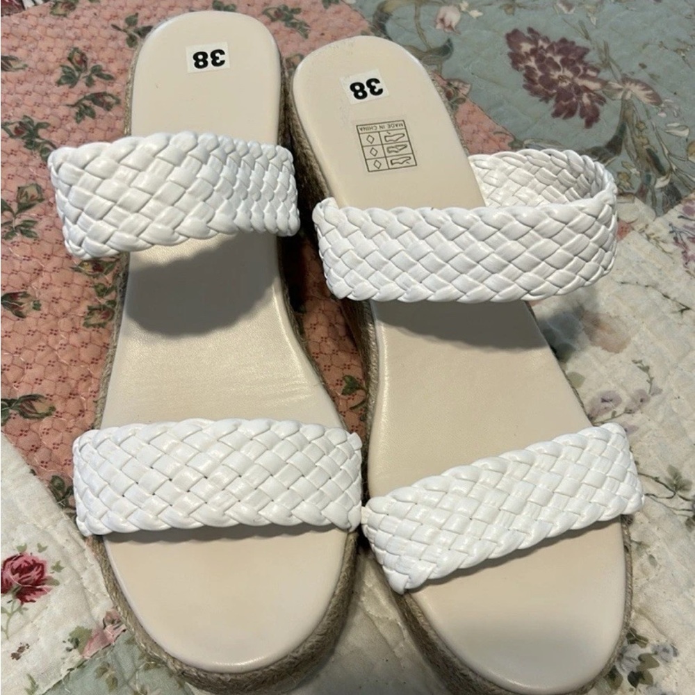 Women's White Woven Sandals
